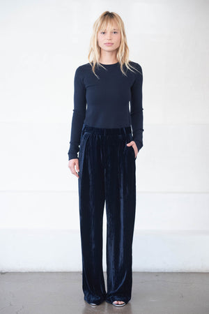 TIBI - Creased Velvet Stella Pant, Navy