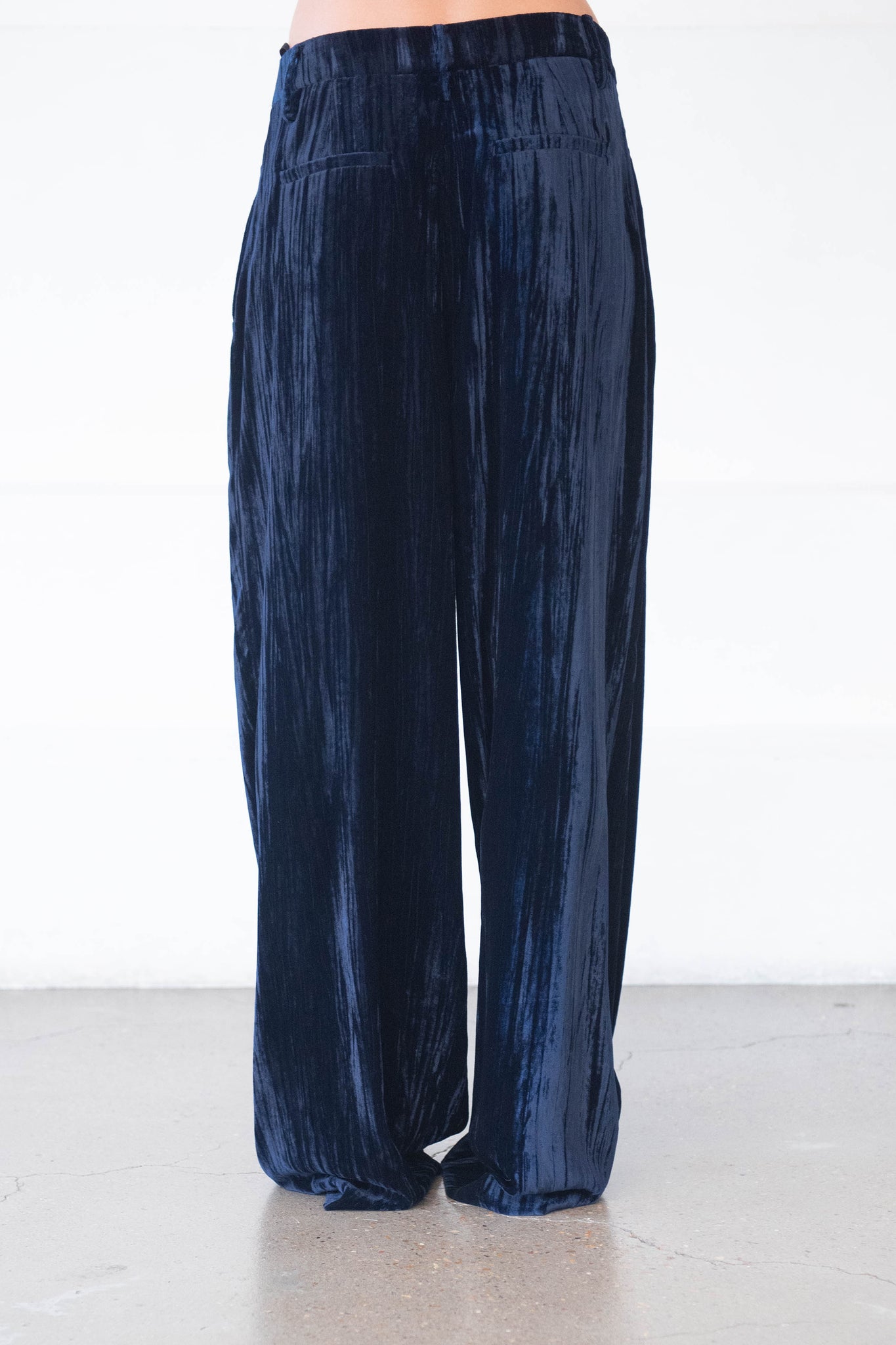 TIBI - Creased Velvet Stella Pant, Navy