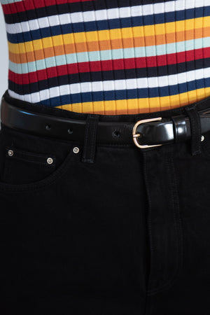 Totême - SLIM TROUSER LEATHER BELT, BLACK