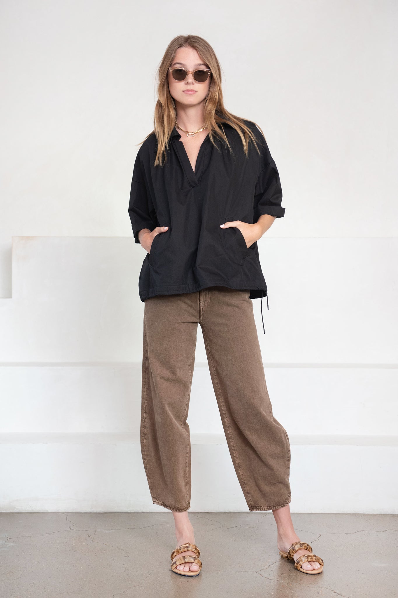 Totême - Barrel Leg Denim, Washed Chocolate