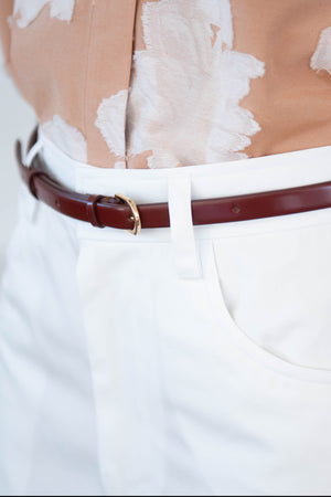 Totême - DOUBLE CLASP LEATHER BELT, COGNAC