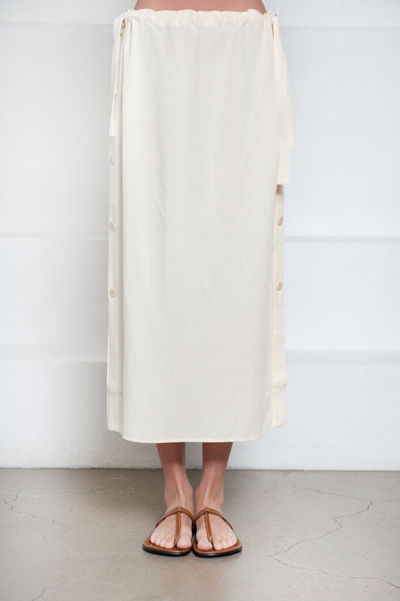 Totême - Side Button Drawstring Skirt, Vanilla