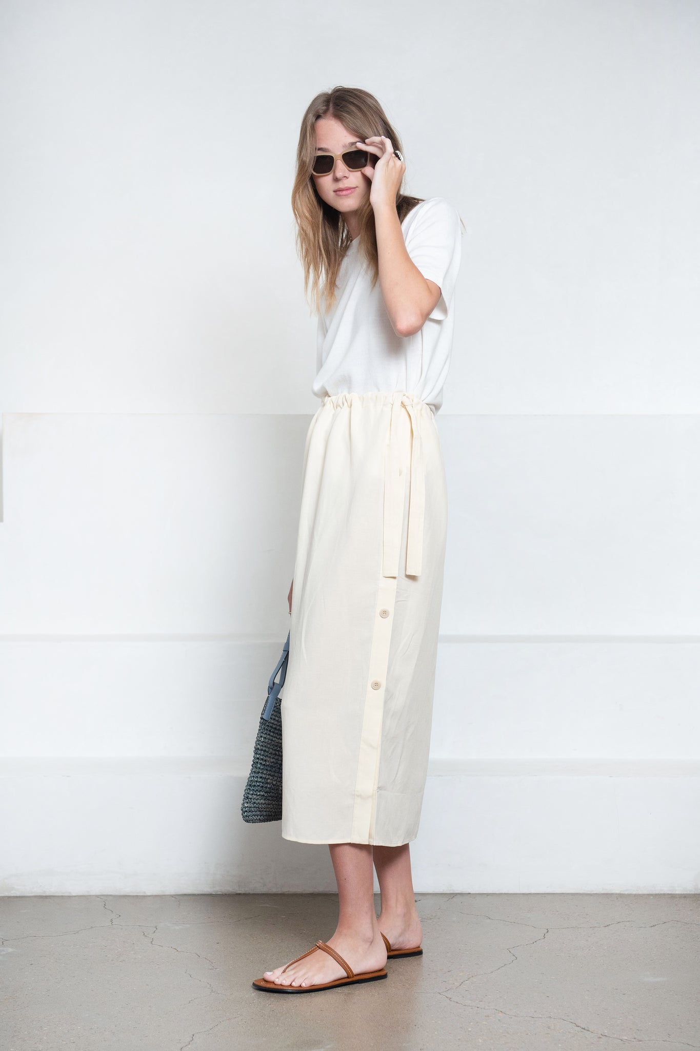 Totême - Side Button Drawstring Skirt, Vanilla