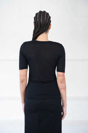 Totême - THIN CASHMERE MODAL TEE, BLACK