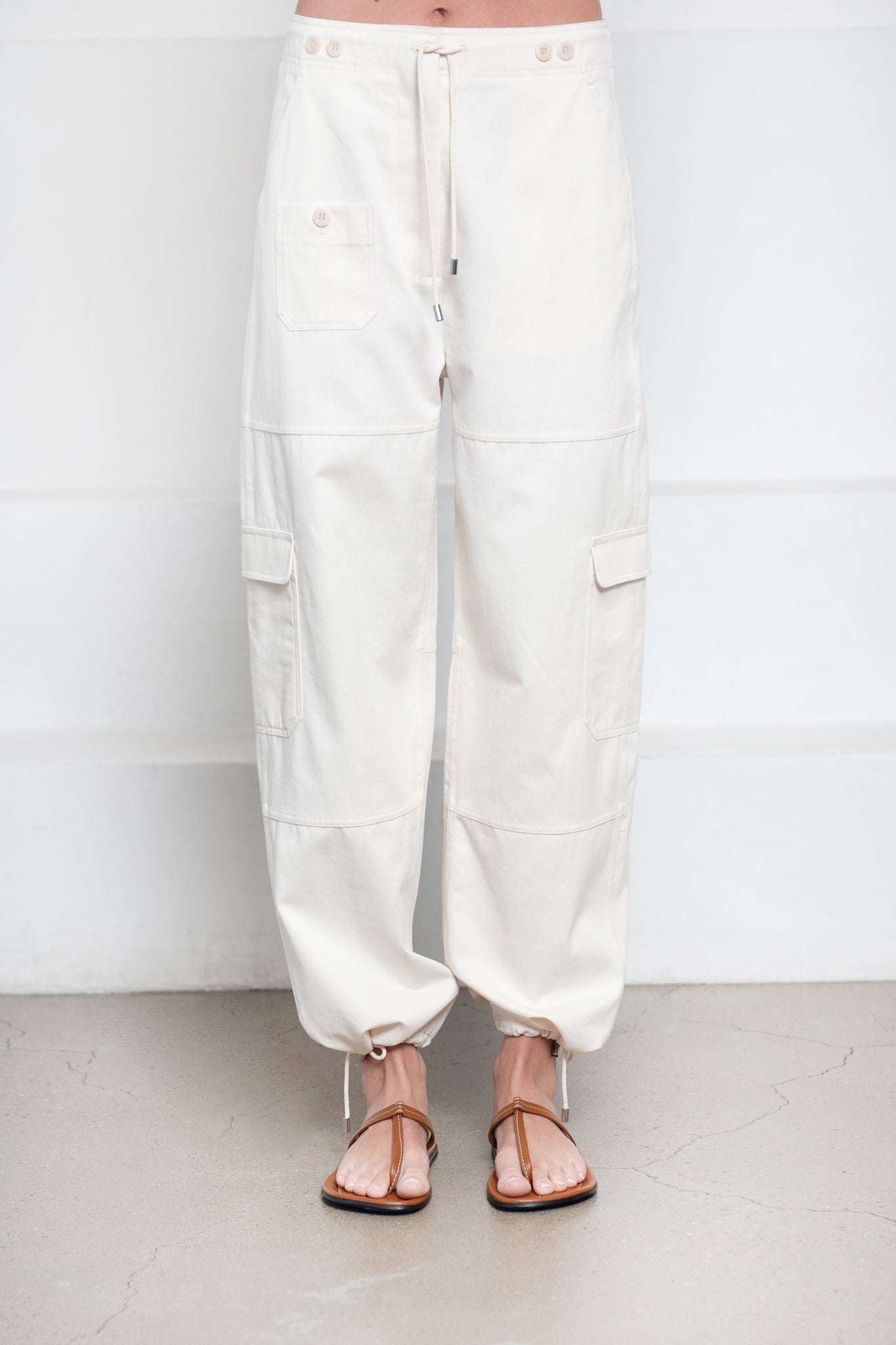 Totême - Cotton Cargo Trousers, Ecru