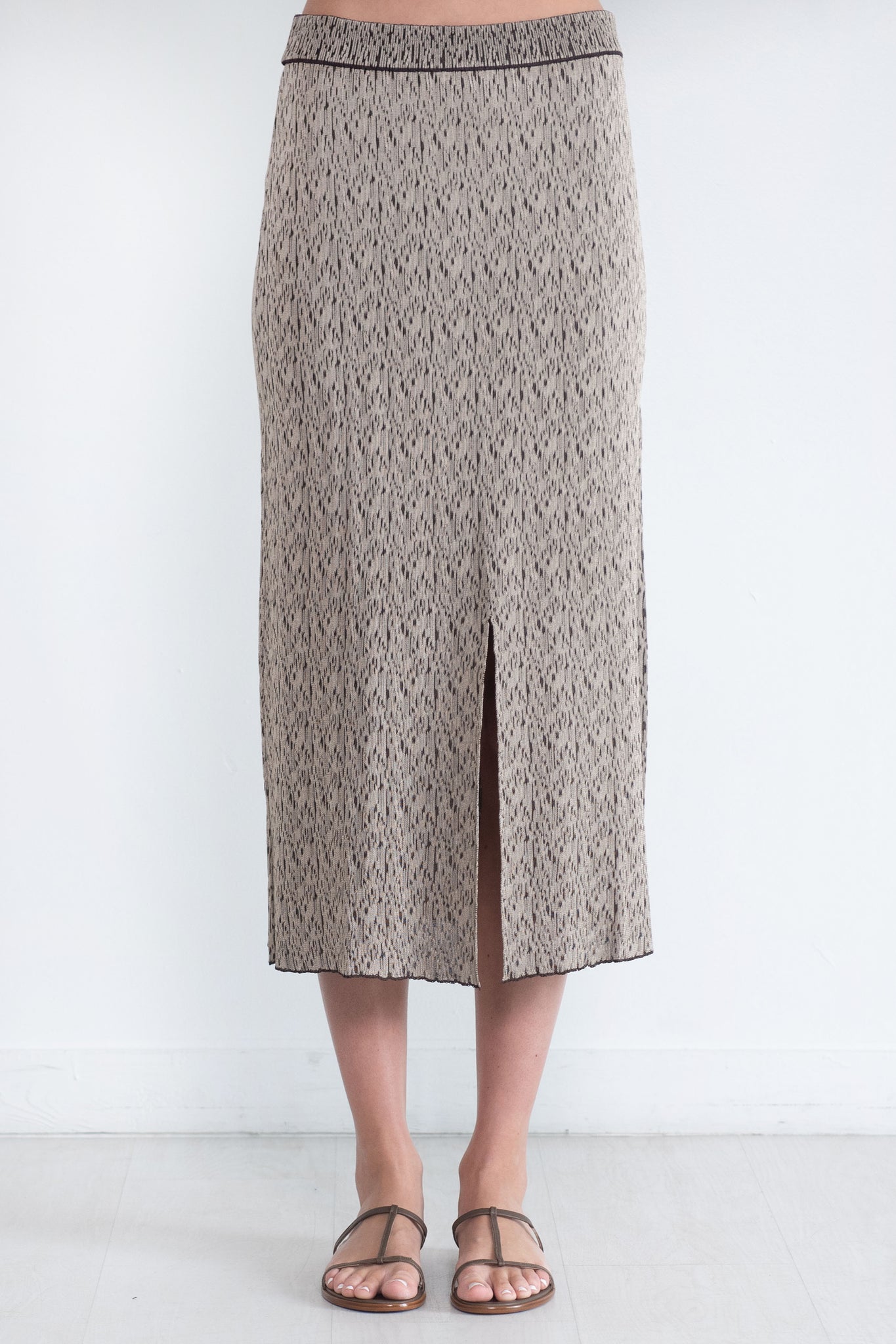 VERONIQUE LEROY - Irregular-Rib Skirt, Dust Beige
