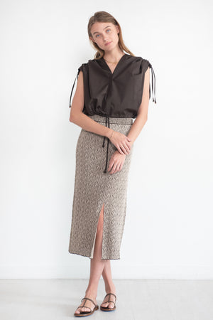 VERONIQUE LEROY - Irregular-Rib Skirt, Dust Beige