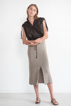 VERONIQUE LEROY - Irregular-Rib Skirt, Dust Beige