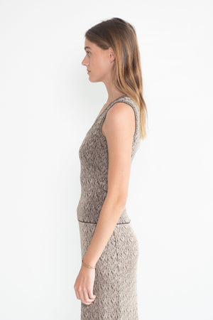 VERONIQUE LEROY - Irregular-Rib Crop Tank Top, Dust Beige