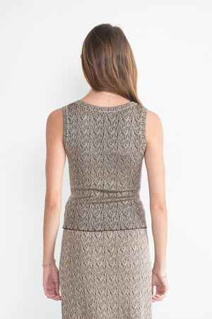 VERONIQUE LEROY - Irregular-Rib Crop Tank Top, Dust Beige