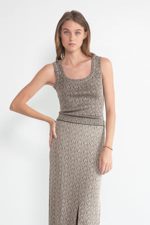 VERONIQUE LEROY - Irregular-Rib Crop Tank Top, Dust Beige