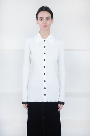 Proenza Schouler White Label - Rib Knit Fitted Cardigan, Cream