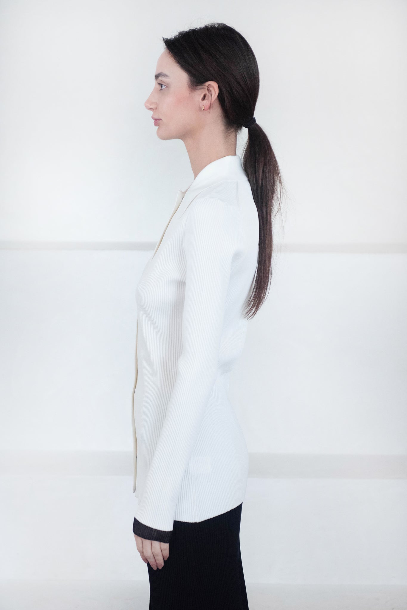 Proenza Schouler White Label - Rib Knit Fitted Cardigan, Cream