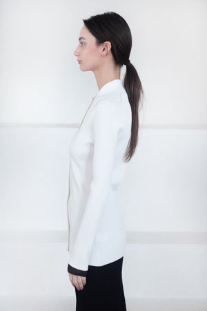 Proenza Schouler White Label - Rib Knit Fitted Cardigan, Cream
