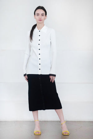 Proenza Schouler White Label - Rib Knit Fitted Cardigan, Cream